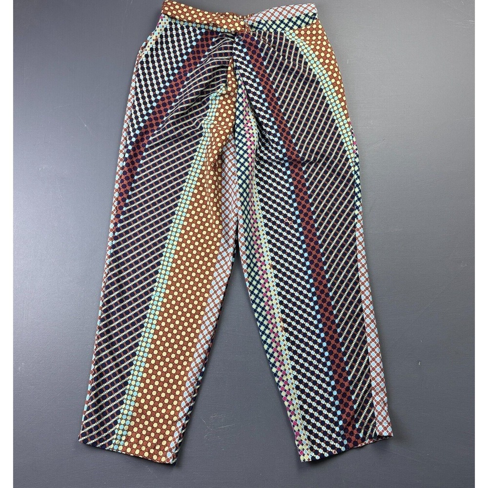 Bucket List Womens L Red Brown Geometric Bohemian Jogger Pants Elastic Waist USA